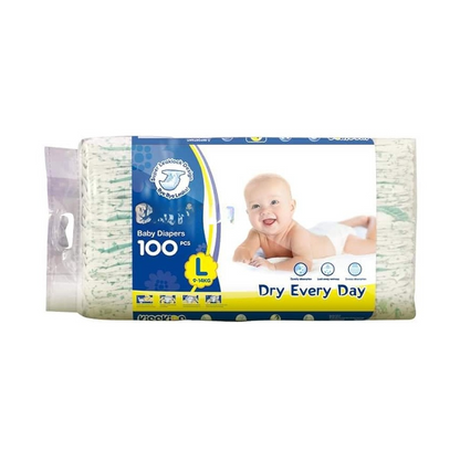 Gentle and comfortable soft pampers for babies in a 100-piece pack.