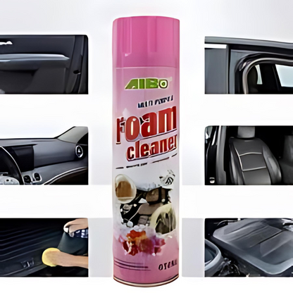 Foam cleaner spray removes tough stains, grease, and dirt from surfaces.