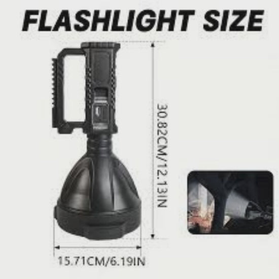 Multifunctional LED Flashlight with bright beam, durable body, long battery life and ideal for outdoor use.