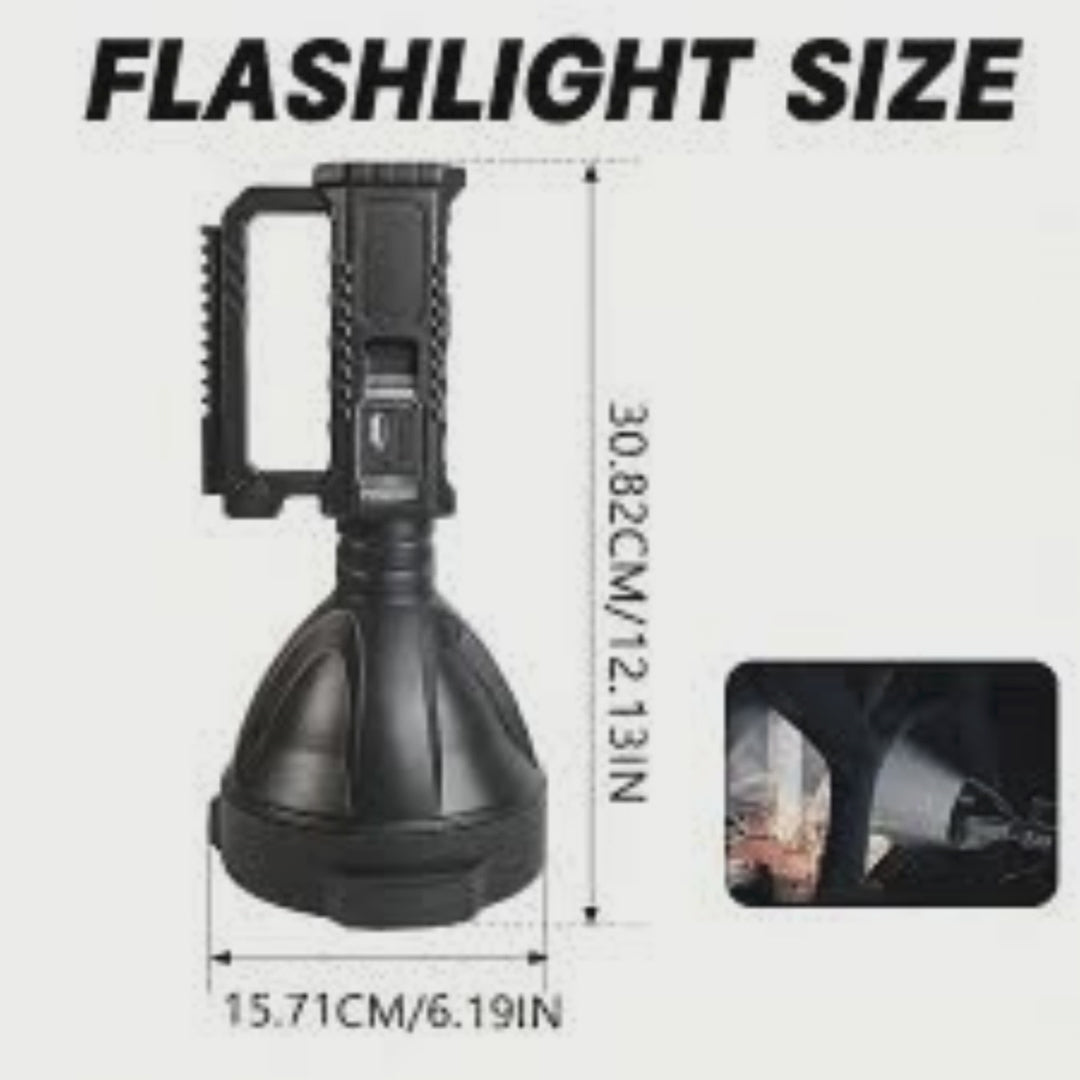 Multifunctional LED Flashlight with bright beam, durable body, long battery life and ideal for outdoor use.